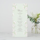 Sage Green White Rose Wedding Menus Menu (Staand voorkant)