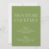 Sage Green & White Signature Cocktail Menu Kaart (Voorkant)