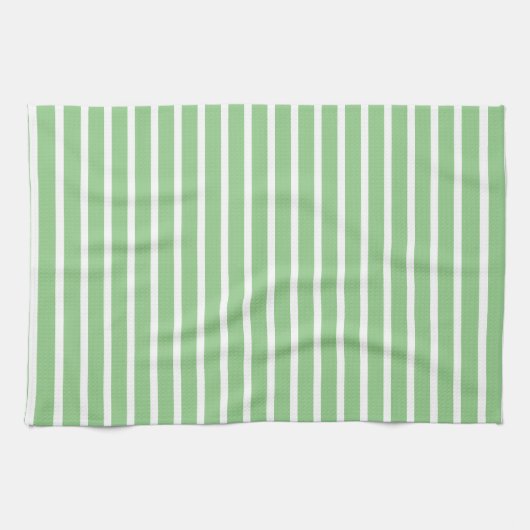 Sage Green White Stripe Spring Summer Custom Gift Theedoek (Horizontaal)