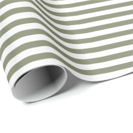 Sage Green | white stripe wrapping paper Cadeaupapier