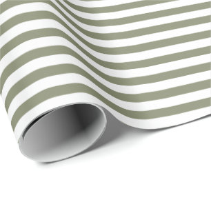 Sage Green   white stripe wrapping paper Cadeaupapier
