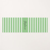 Sage Green White Striptions Pattern Custom Name Gi Yogamat (Voorkant (horizontaal))