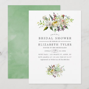 Sage Green & White Waterverf Floral Vrijgezellenfe Kaart