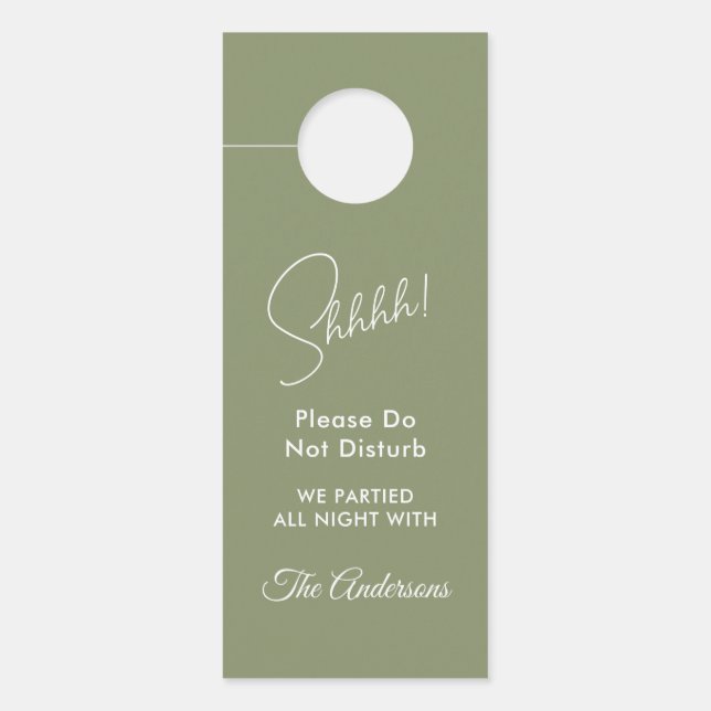 Sage Green White Wedding door Hanger (Voorkant)