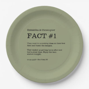Sage Green White Wedding Fact Napkins Papieren Bordje