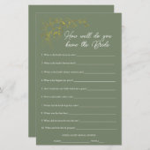 Sage Green Who Knows The Bride Shower Game (Voorkant / Achterkant)