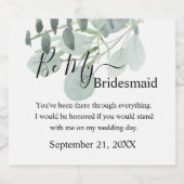 Sage Green wil dat je mijn Bridesmaid bent. Sparkling Wijnetiket (Enkel label)