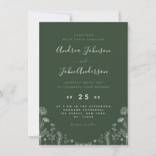 Sage Green Wildbloemen Herfst met botanische led Kaart