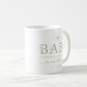 Sage Green Wildflower Baby Announcement Coffee Mug (Devant droit)