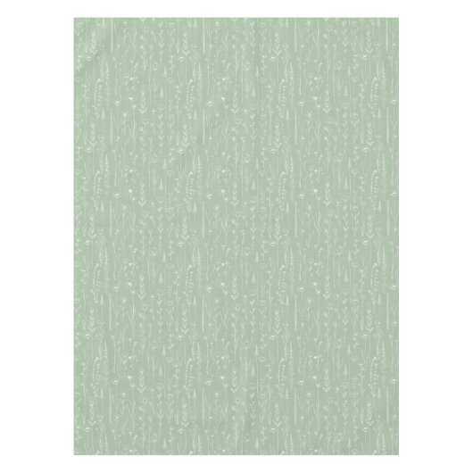 Sage Green Wildflower Baby Shower Tablecloth Tafelkleed (Voorkant)