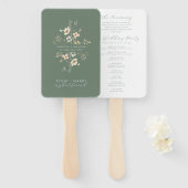 Sage Green Wildflower Bloemen Wedding Program Fan Handwaaier (Voorkant en achterkant)