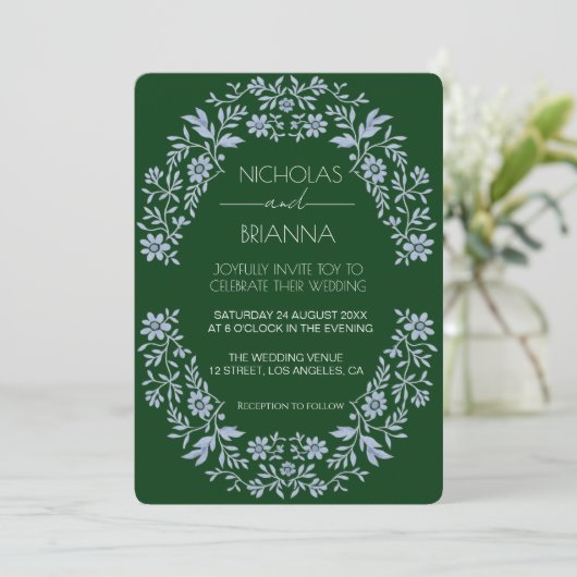 Sage Green Wildflower Bohemian Wedding Invitation (Debout devant)