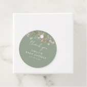 Sage Green Wildflower Boho Baby shower Bedankt Bedankjes Labels (In situ)