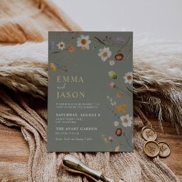 Sage Green Wildflower Boho bruiloft uitnodiging
