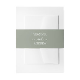 Sage Green Wildflower Boho Invitation Belly Band Uitnodigingen Wikkel