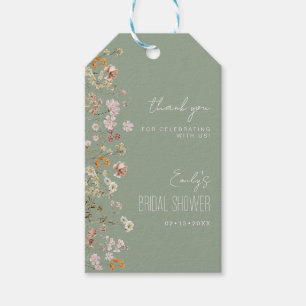 Sage Green Wildflower Boho Vrijgezellenfeest Dank  Cadeaulabel