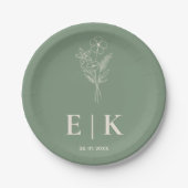 Sage Green Wildflower Boho Wedding Papieren Bordje (Voorkant)