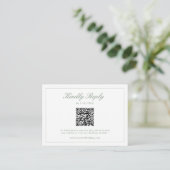 Sage Green Wildflower Crest Bruiloft QR Code RSVP Informatiekaartje (Staand voorkant)