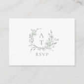 Sage Green Wildflower Crest Bruiloft QR Code RSVP Informatiekaartje (Achterkant)