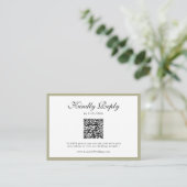 Sage Green Wildflower Crest Bruiloft QR Code RSVP Informatiekaartje (Staand voorkant)