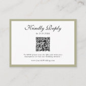 Sage Green Wildflower Crest Bruiloft QR Code RSVP Informatiekaartje (Voorkant)