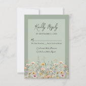Sage Green Wildflower Floral Wedding RSVP (Devant)
