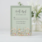 Sage Green Wildflower Floral Wedding RSVP (Debout devant)