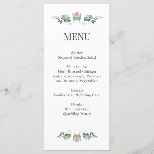 Sage Green Wildflower Folk Wedding Menu (Voorkant)