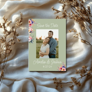 Sage Green Wildflower Foto Bewaar de datum Save The Date