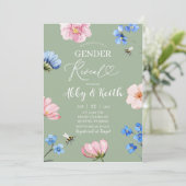 Sage Green Wildflower Gender Reveal Invitation (Debout devant)