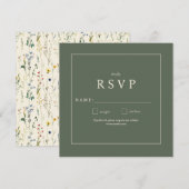 Sage Green Wildflower RSVP-kaart (Voorkant / Achterkant)