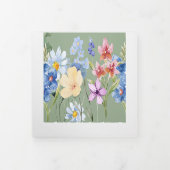 Sage Green Wildflower Trifold Bruiloft Uitnodiging (Cover)