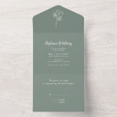 Sage Green Wildflower Wedding All In One Uitnodiging (Binnen)