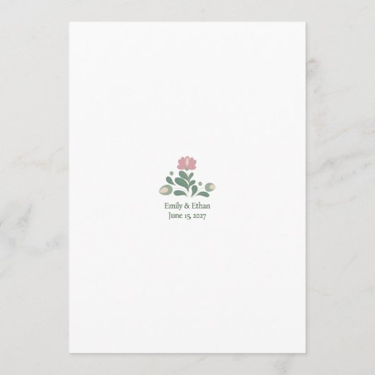 Sage Green Wildflower Wedding Design Flat Program Programma (Achterkant)