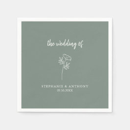 Sage Green Wildflower Wedding Napkins Servet