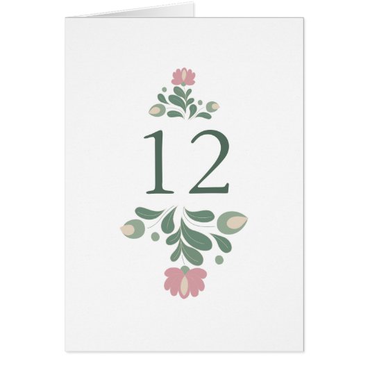 Sage Green Wildflower Wedding Table Number (Voorkant)