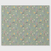 Sage Green Wildflowers Boho Rustieke Spring Garden Cadeaupapier (Vlak)