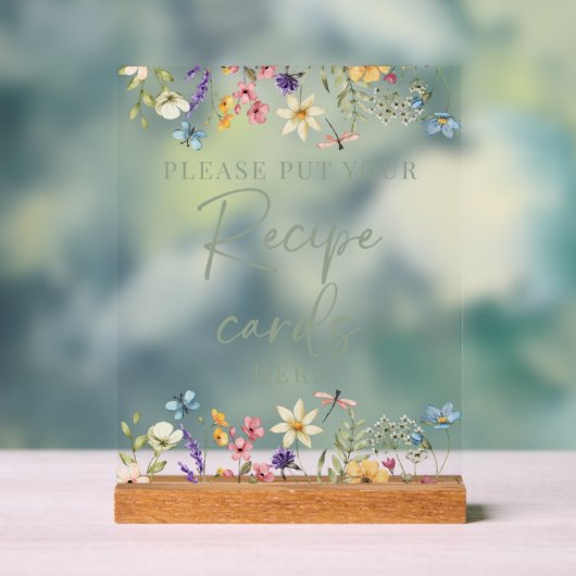 Sage Green Wildflowers Vrijgezellenfeest Receptenb Acryl Bord (Neutraal)