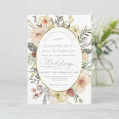 Sage Green Winter Pine Botanische Monogram Huwelij Kaart (Staand voorkant)