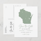 Sage Green Wisconsin Carte Moderne Enregistrer la  (Devant / Derrière)