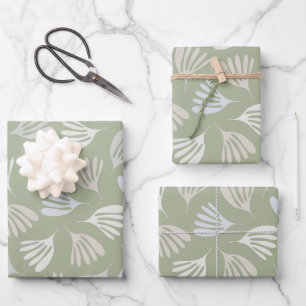 Sage Green Wisp laat modern Abstract patroon achte Inpakpapier Vel