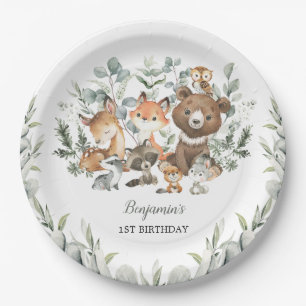Sage Green Woodland Animals Eucalyptus Birthday Papieren Bordje
