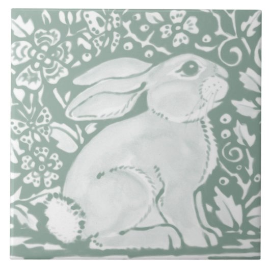 Sage Green Woodland Rabbit Forest Cute Tegeltje (Voorkant)