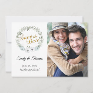 Sage Green Wreated Photo Save the Date