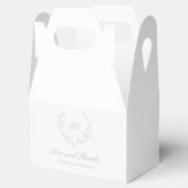 Sage Green Wreath Monogram Elegante bruiloft Bedankdoosjes (Geopend)