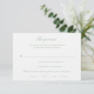 Sage Green Wreath Monogram Elegante bruiloft RSVP Kaartje