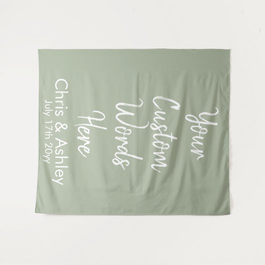 Sage Green Your Custom Wordding Wedding Backdrop P Wandkleed (Voorkant (horizontaal))
