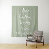 Sage Green Your Custom Wordding Wedding Backdrop P Wandkleed (In situ)