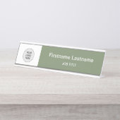 Sage Green Your Logo Modern Desk Nom Plaque (Devant)