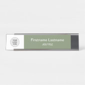 Sage Green Your Logo Modern Desk Nom Plaque (Devant)